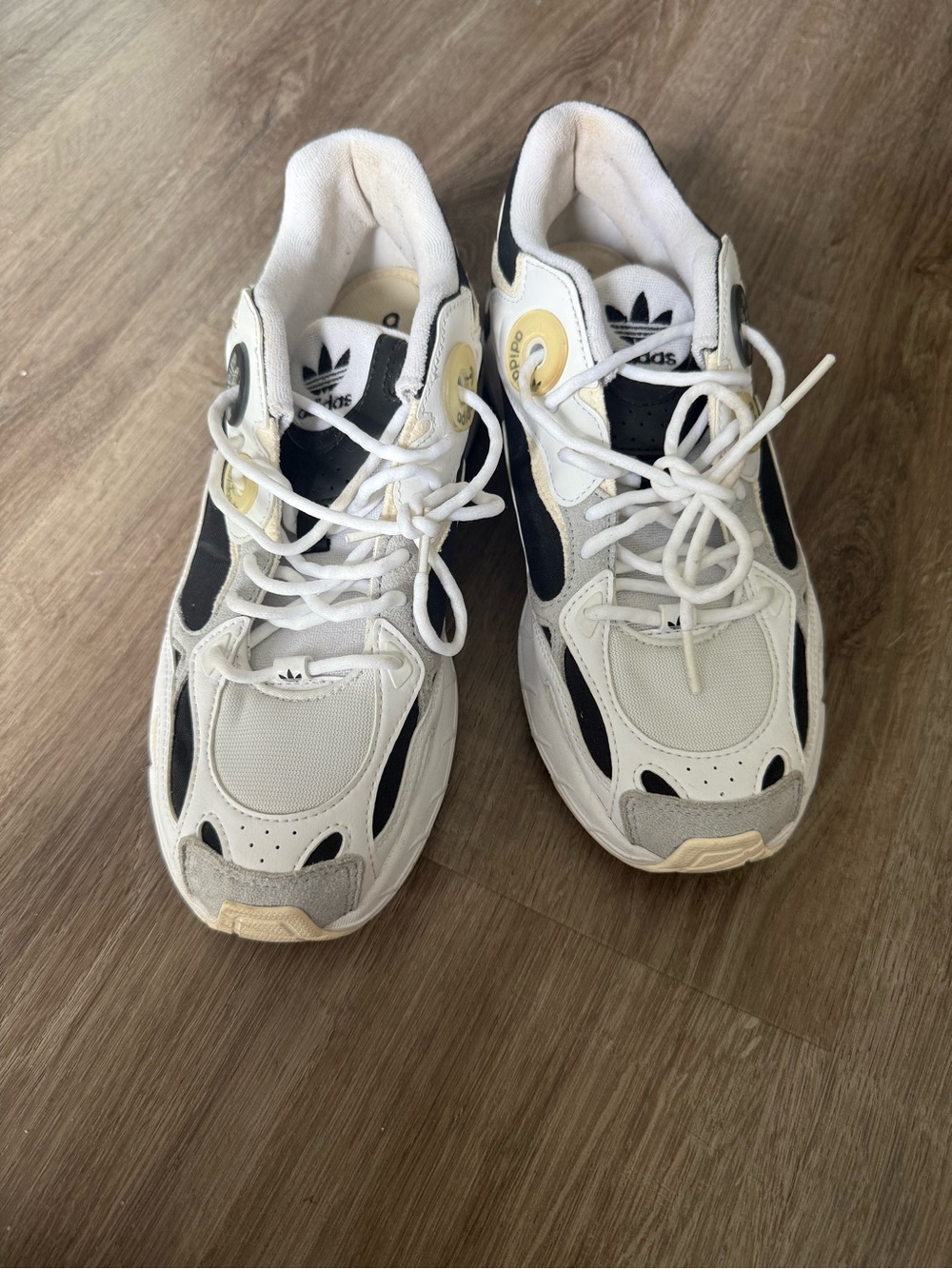 adidas White Black Cream Retro-Style Sneakers